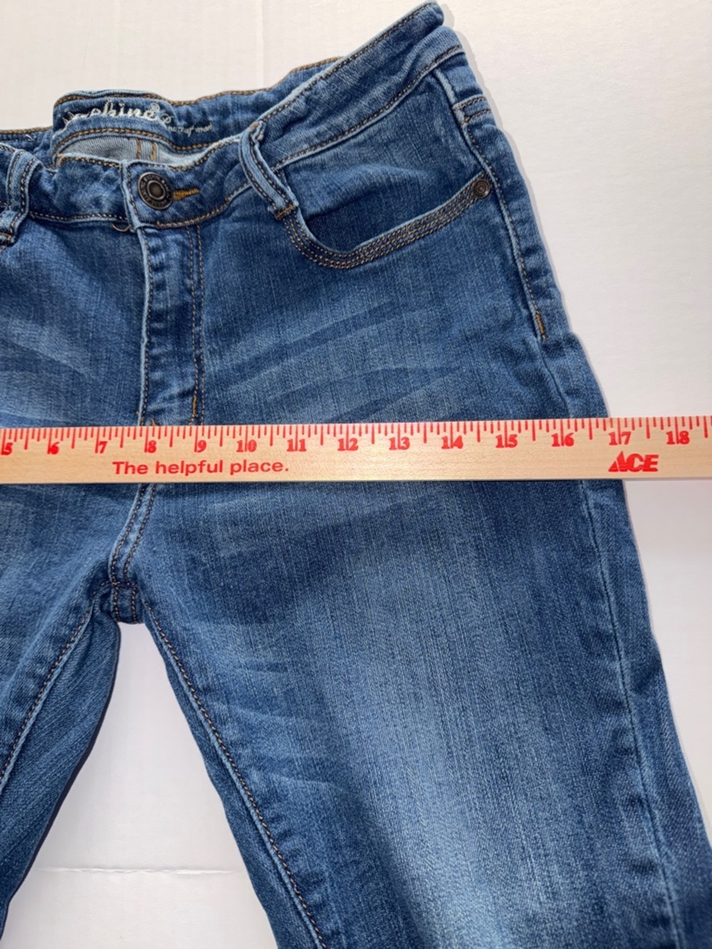 Machine Dark Blue Distressed Skinny Jeans SEE MEASUREMENTS RUN SMALL - Picture 4 of 8